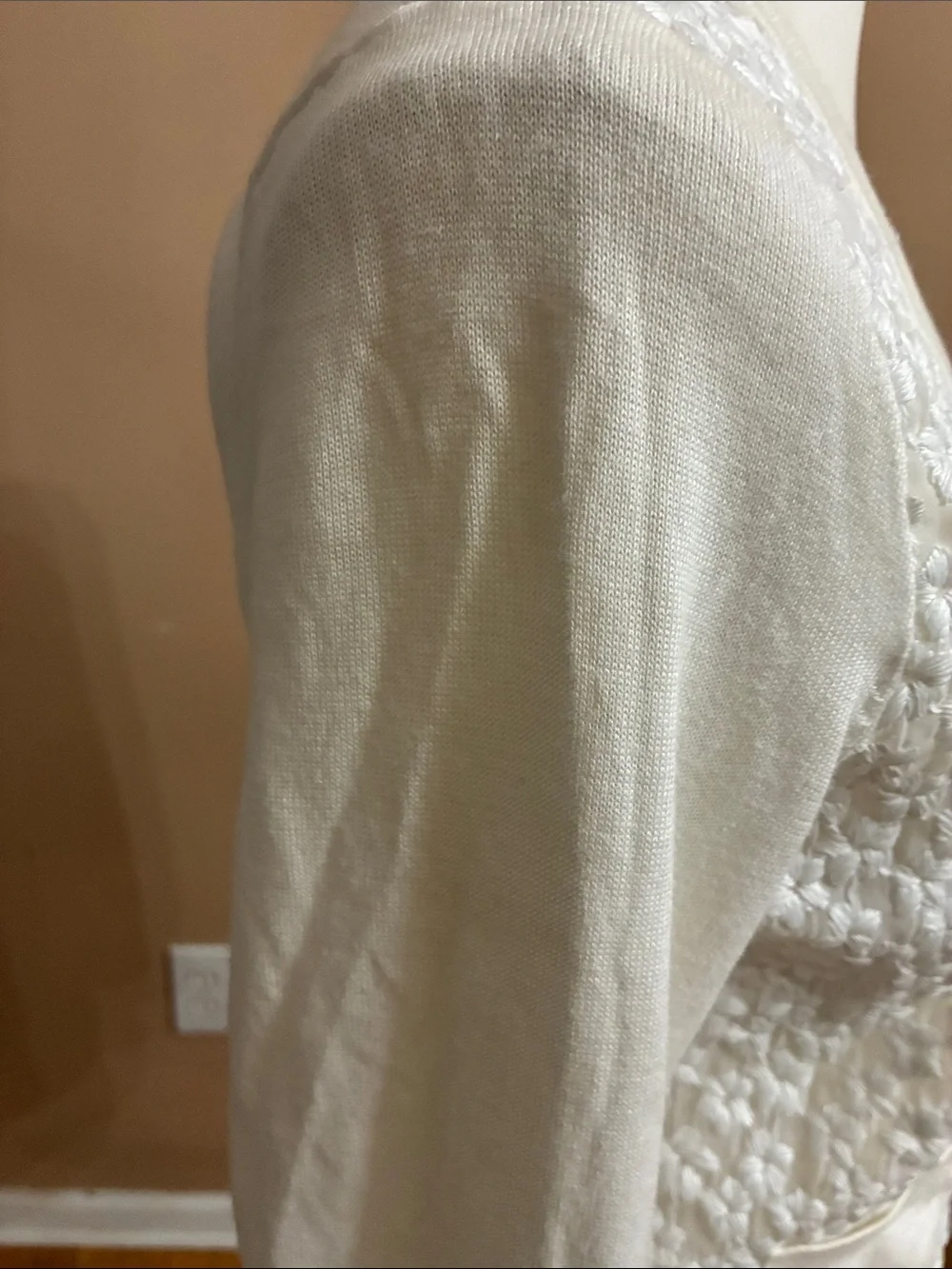 kate spade Cream Floral Knit V-Neck Cardigan with Gold Buttons
